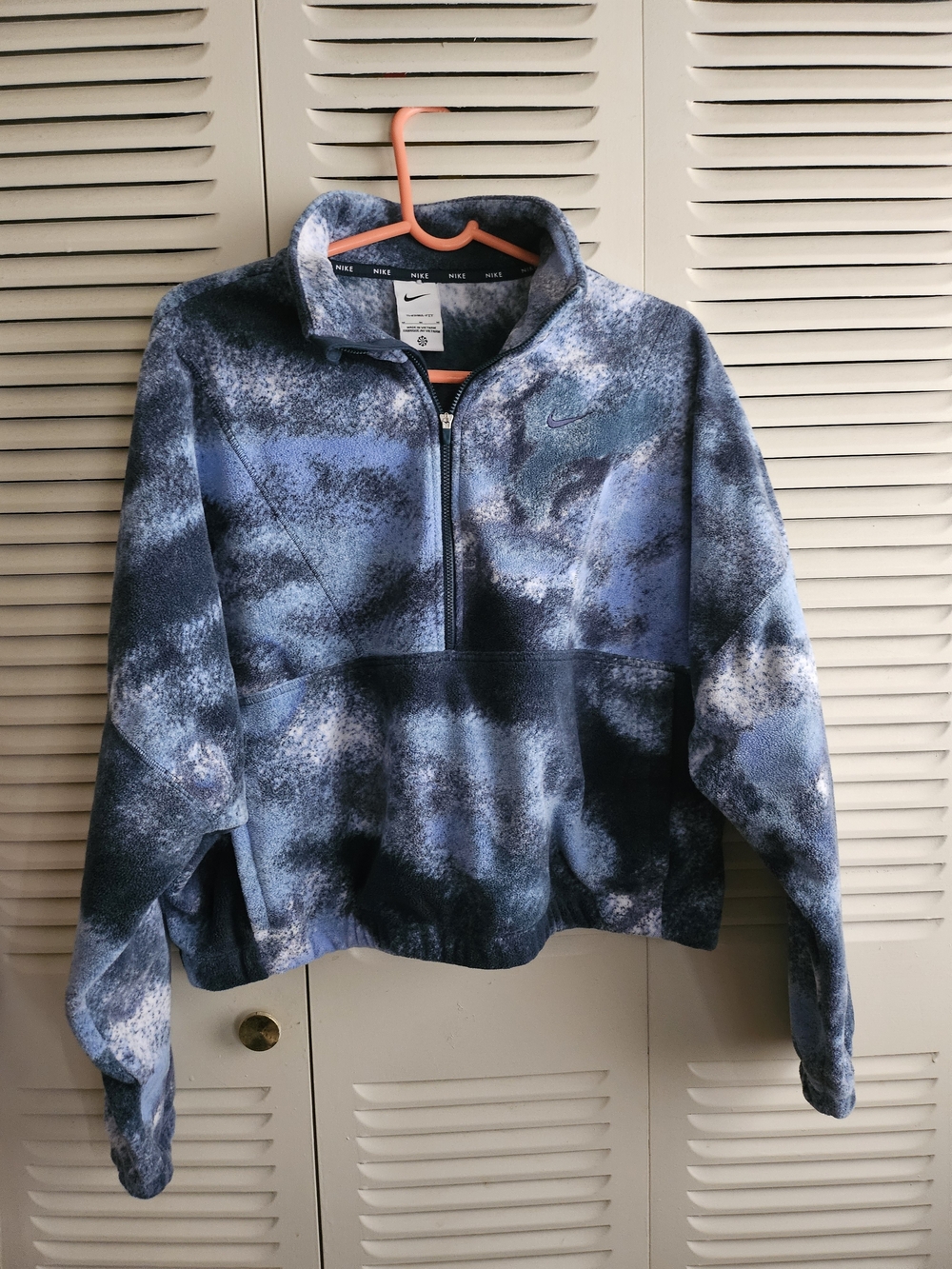 Nike Blue Tie-Dye Quarter-Zip Fleece Pullover